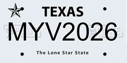 MYV2026 Texas License Plate