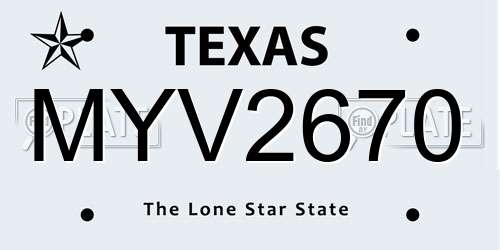 MYV2670 Texas License Plate