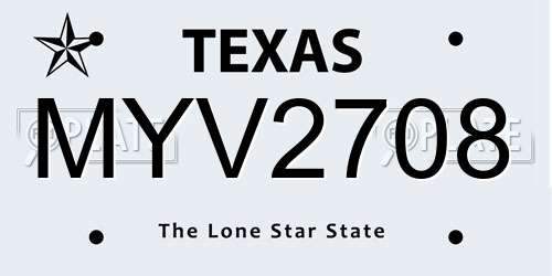 MYV2708 Texas License Plate