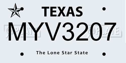 MYV3207 Texas License Plate