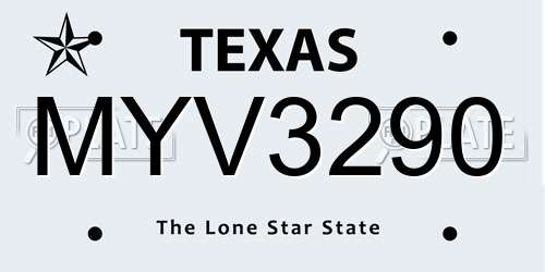 MYV3290 Texas License Plate
