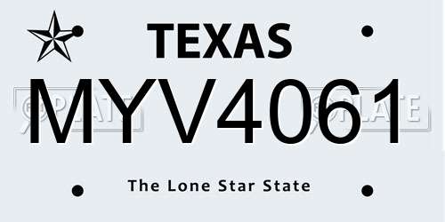 MYV4061 Texas License Plate
