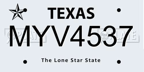 MYV4537 Texas License Plate