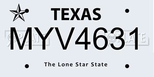 MYV4631 Texas License Plate