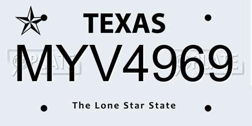 MYV4969 Texas License Plate