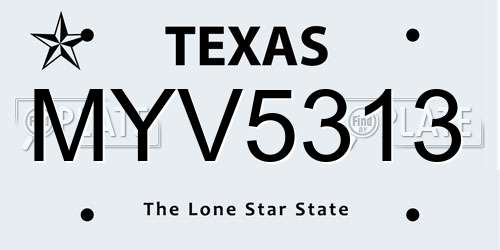 MYV5313 Texas License Plate