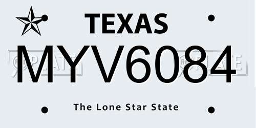 MYV6084 Texas License Plate