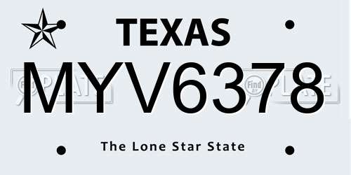 MYV6378 Texas License Plate