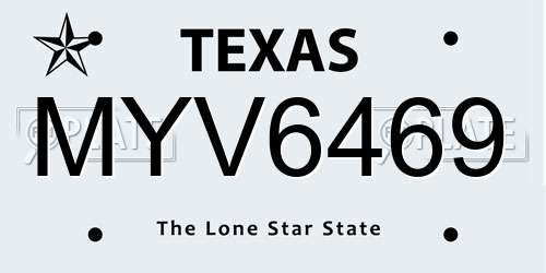 MYV6469 Texas License Plate