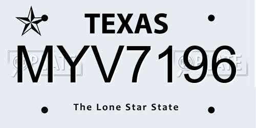 MYV7196 Texas License Plate