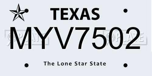 MYV7502 Texas License Plate