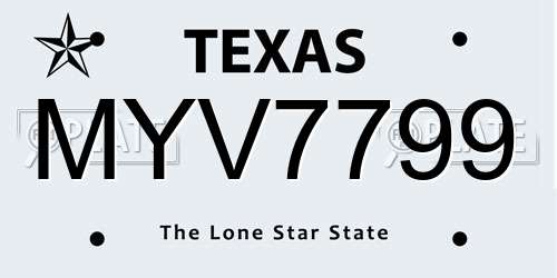 MYV7799 Texas License Plate