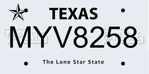 MYV8258 Texas License Plate