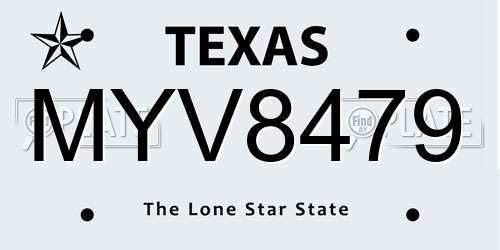 MYV8479 Texas License Plate