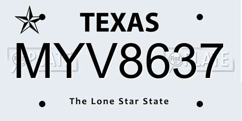 MYV8637 Texas License Plate