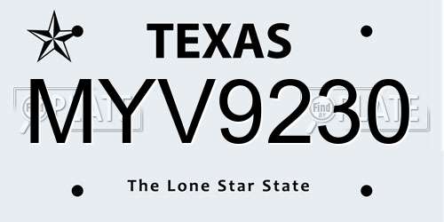 MYV9230 Texas License Plate