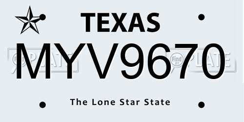 MYV9670 Texas License Plate