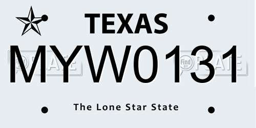 MYW0131 Texas License Plate