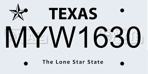 MYW1630 Texas License Plate