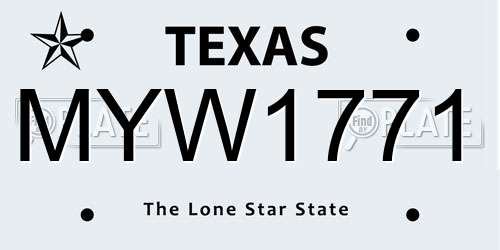 MYW1771 Texas License Plate