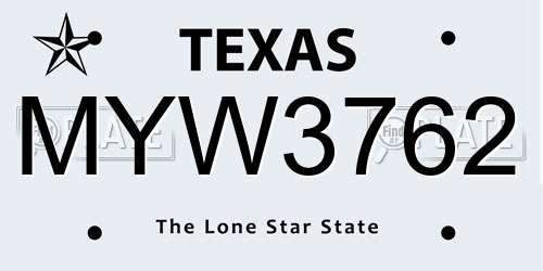 MYW3762 Texas License Plate