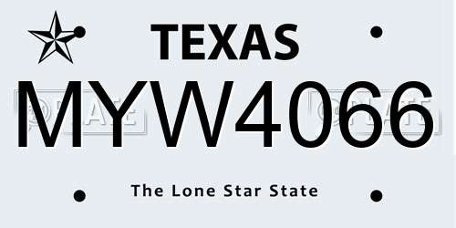 MYW4066 Texas License Plate