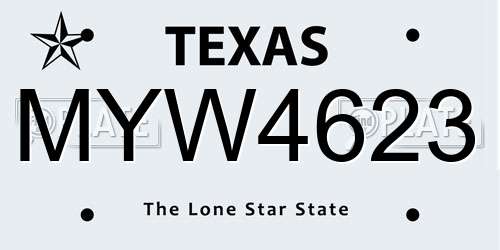 MYW4623 Texas License Plate