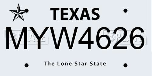 MYW4626 Texas License Plate