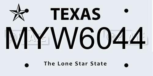 MYW6044 Texas License Plate