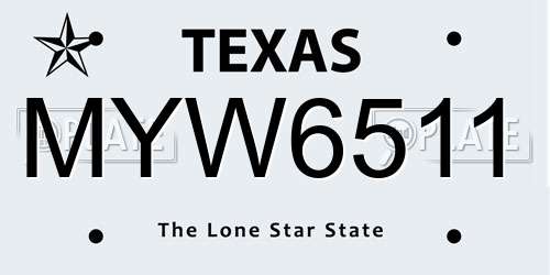 MYW6511 Texas License Plate