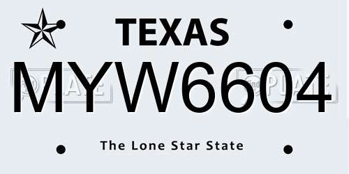 MYW6604 Texas License Plate