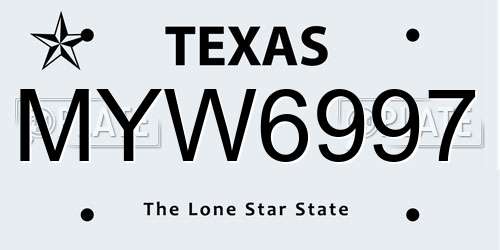 MYW6997 Texas License Plate