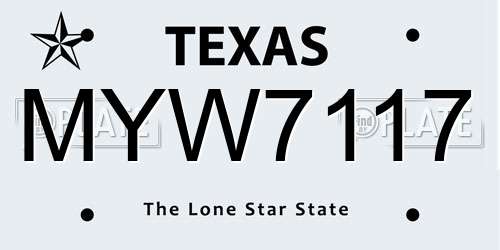 MYW7117 Texas License Plate