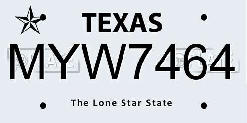 MYW7464 Texas License Plate