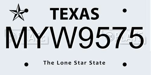 MYW9575 Texas License Plate