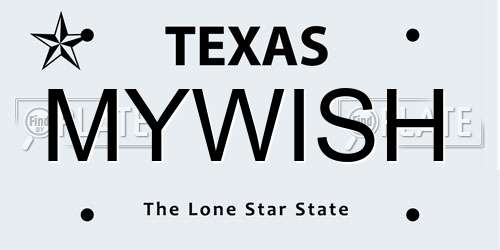 MYWISH Texas License Plate