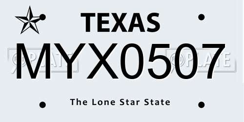 MYX0507 Texas License Plate