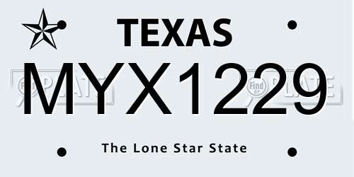 MYX1229 Texas License Plate