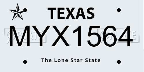 MYX1564 Texas License Plate