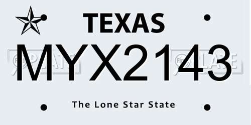 MYX2143 Texas License Plate
