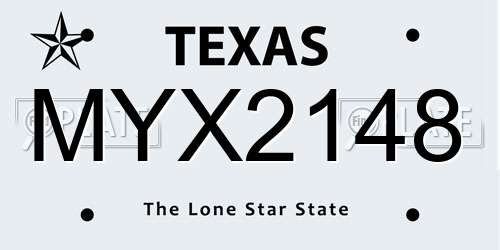 MYX2148 Texas License Plate