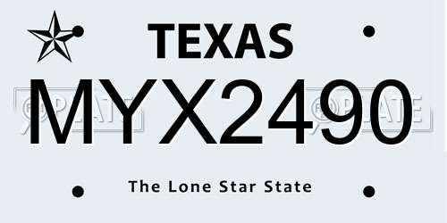 MYX2490 Texas License Plate