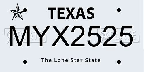 MYX2525 Texas License Plate