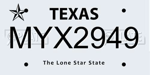 MYX2949 Texas License Plate