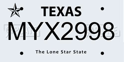 MYX2998 Texas License Plate