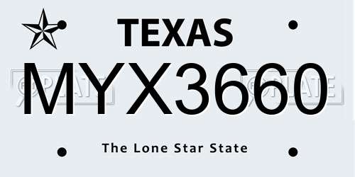 MYX3660 Texas License Plate