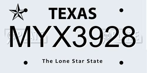 MYX3928 Texas License Plate