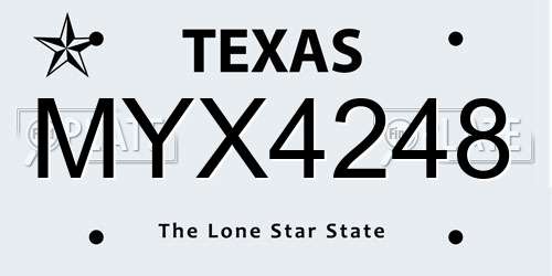 MYX4248 Texas License Plate