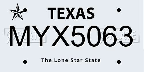 MYX5063 Texas License Plate