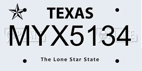 MYX5134 Texas License Plate